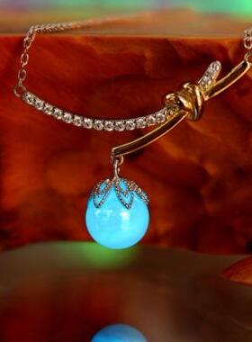 纯银立方氧化锆项链弧形金色心形