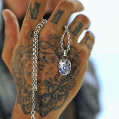 蓝色蓝晶石镶嵌航海图案项链