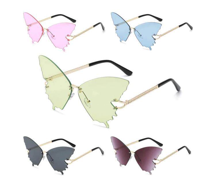英国代购Butterfly◇手作可爱蝴蝶粉色紫色蓝色渐变无框太阳眼镜