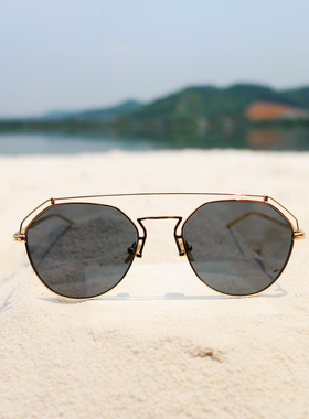 Glasses 海外代购 金丝艺术金色气质帅气通用中性黑色太阳眼镜