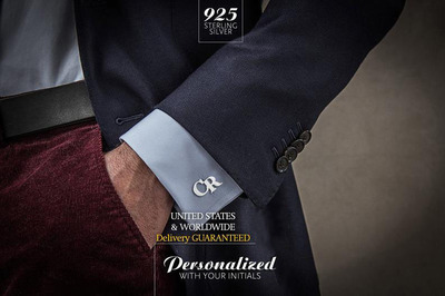 首字母缩写定制礼物纯银新郎袖扣
