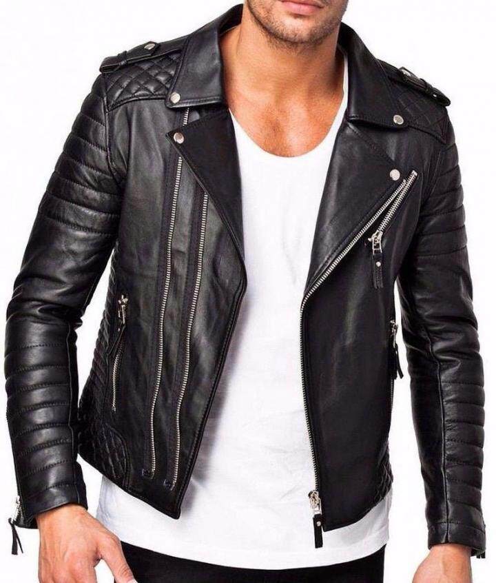 美国代购Biker◇手作黑色皮革羊皮男士摩托车赛车机车夹克皮衣