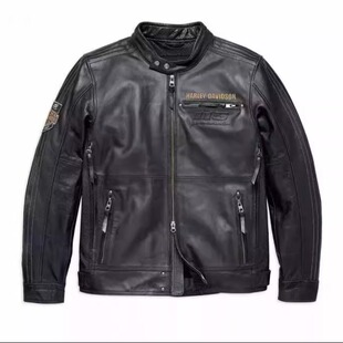 手作老鹰刺绣男式 ㊣ 摩托车骑行者牛皮夹克皮衣 Jacket 海外代购