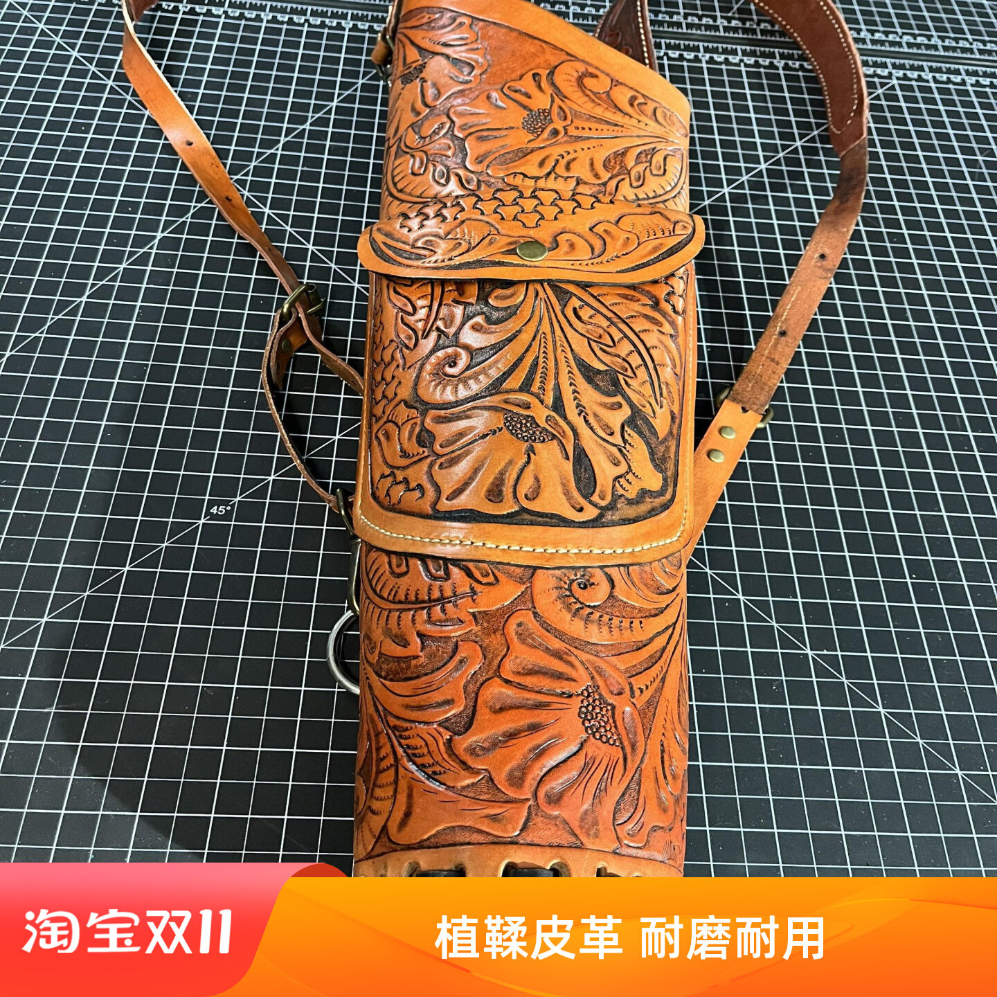 美国代购Quiver◇手作定制手工耐用植鞣皮革背带射箭后背箭筒箭袋