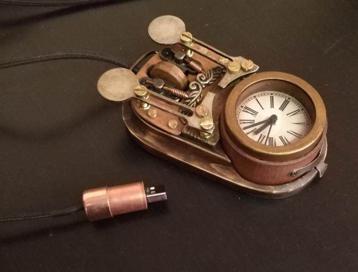 匈牙利代购Antique◇手作蒸汽朋克维多利亚复古工作时钟金属鼠标