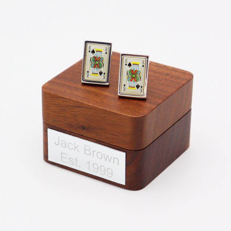 英国代购Cufflinks㊣ 手作个性化定制优雅黑桃K纸牌衬衫西装袖扣