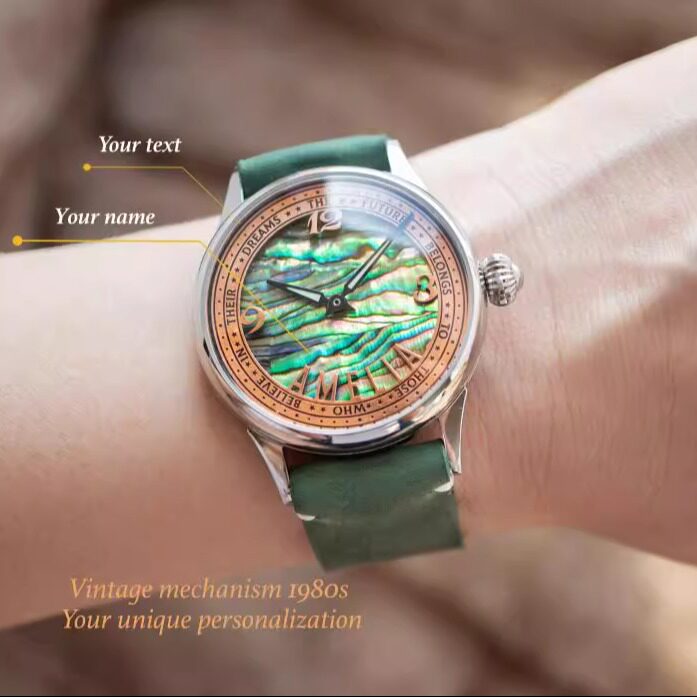 乌克兰代购Watch㊣ 古着怀表机芯天然贝壳表盘定制字母机械手表
