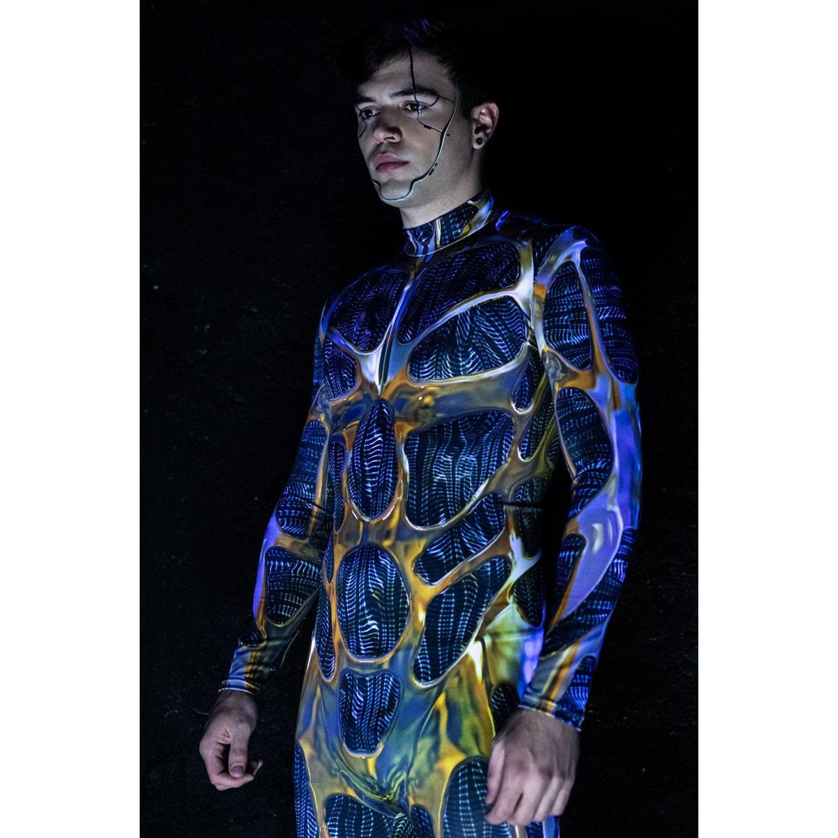 海外代购Bracelet㊣ 手作科技感未来风连体衣科幻印花万圣节服饰