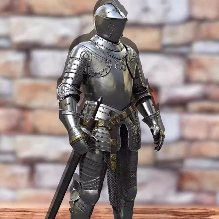印度代购Knight㊣ 手作万圣节中世纪可穿戴骑士战全身钢盔甲套装