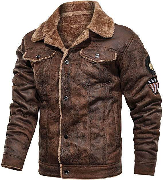 澳大利亚代购Jacket㊣ 手作复古男士保暖轰炸机飞行员皮革夹克