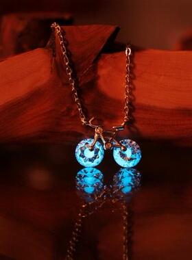 小自行车立方氧化锆石项链纯银