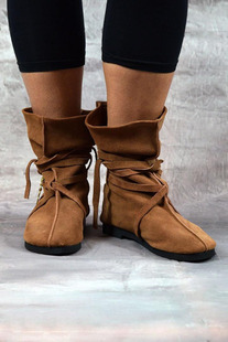 靴子 饰皮鞋 英国代购 Slouch◇手作复古部落嬉皮休闲麂皮系带吊坠装