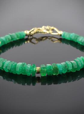 纯银黄金填充天然翡翠宝石手链