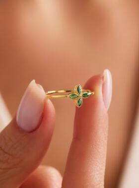 土耳其手作复古马眼祖母绿戒指