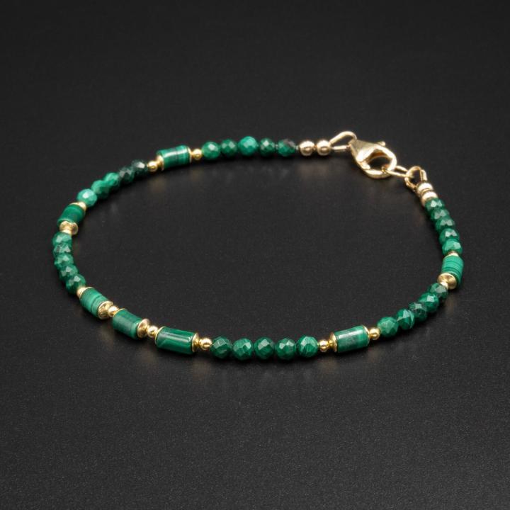英国代购bracelet㊣ 手作优雅简约精致深绿色孔雀石串珠女士手链