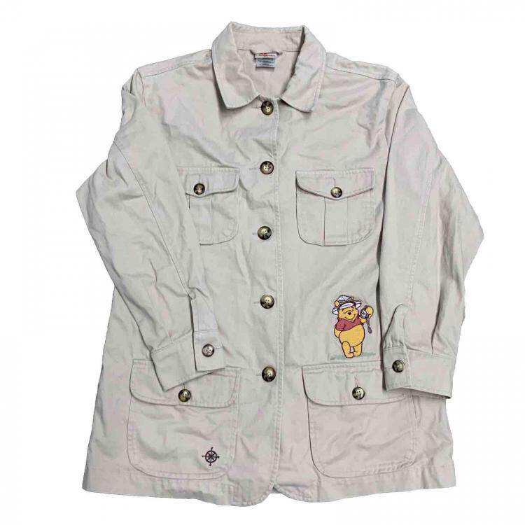 美国代购Jacket▼古着经典卡通小熊维尼卡其色狩猎风纽扣夹克外套