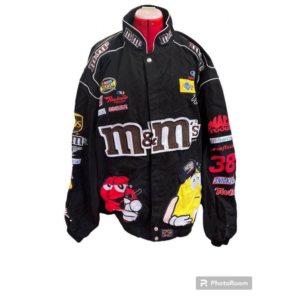 美国代购Racing ▼古着酷炫个性时尚巧克力豆刺绣赛车爱好者夹克