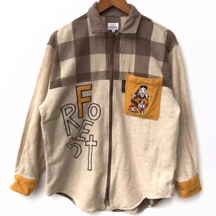 海外代购 古着收藏简约精致拼色格子拉链翻领街头外套 Jacket㊣