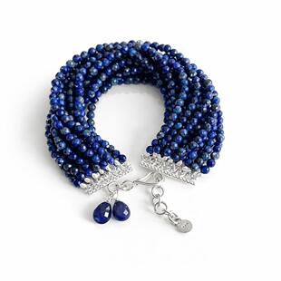 海外代购Lazuli▽手作925纯银波西米亚风手饰 青金石多股串珠手链
