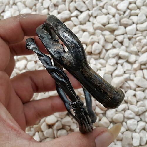 印度尼西亚代购Unique㊣ 手作简约精致海洋黑色雕刻手镯手链