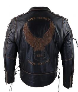 英国代购 皮衣 Biker◇手作复古白兰度棕褐色牛皮真皮机车夹克男士