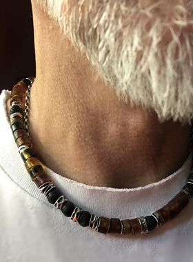 波兰手作8mm原石琥珀圆盘项链