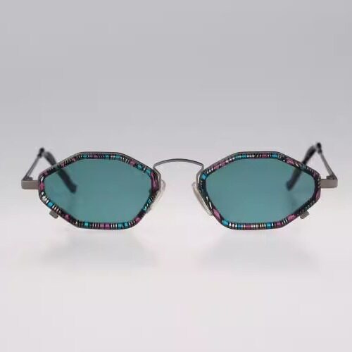 土耳其代购Sunglasses㊣ 古着90年代有色镜片双框六角形太阳眼镜