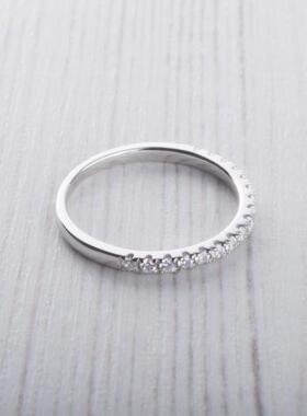 闪亮实验钻石订婚纯银白金戒指