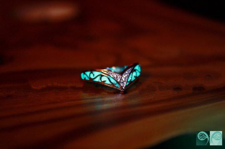 加拿大代购 Celtic◇手作凯尔特V形指环立方氧化锆石纯银夜光戒指