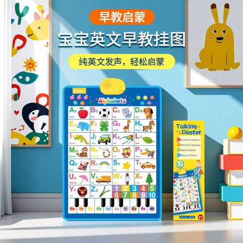leleyu英文有声早教挂图字母墙贴