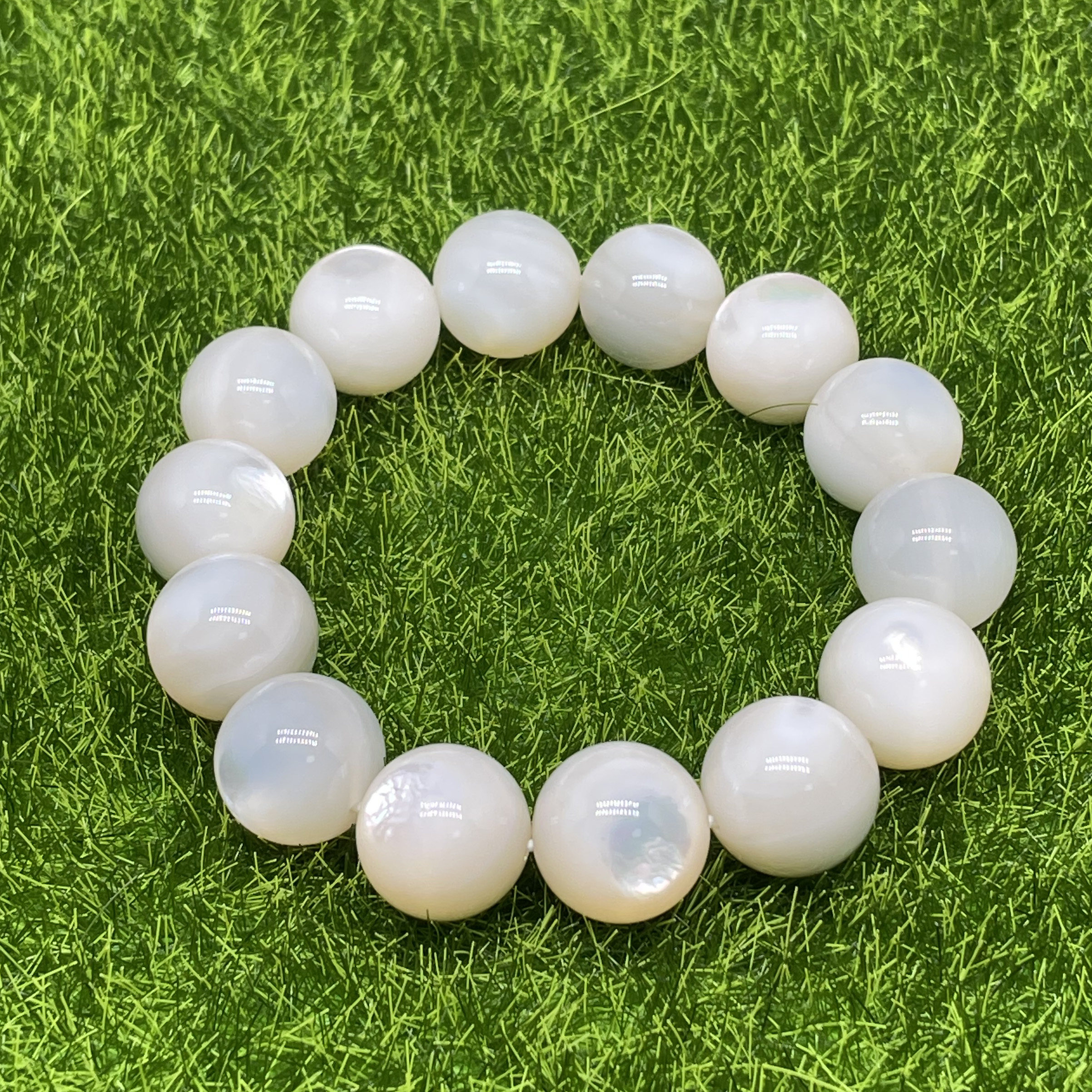 收藏级鱼骨手串 超强珠光白贝手串螺钿手串 珍珠母贝