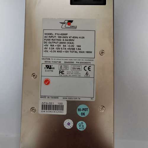 议价原装拆机新巨P1U-6200Ｐ工业1U电源185Ｗ。成色好，