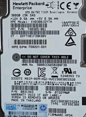 议价HP原装拆机 600G 15K SAS 759546-001