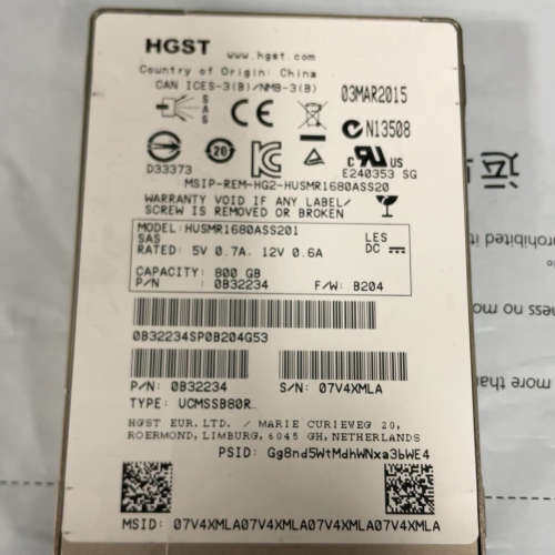 议价出 HGST 800GB SSD，型号 HUSMR168