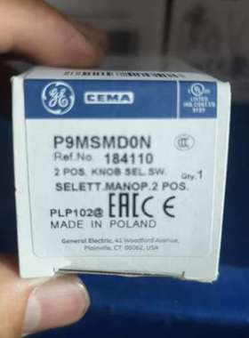 议价GE原装P9MSMD0N二位选择开关，型号184110，
