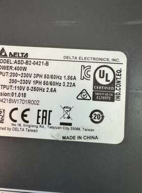 议价ASD-B2-0421-B台达B2伺服驱动器、原装拆机、图片