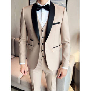 大码中青年西装男士结婚礼服商务青果领主持人宴会套装加大西服潮