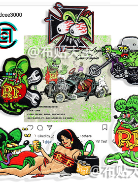 RAT FINK卡通老鼠芬克汽车改装刺绣布贴衣服熨斗贴DIY潮流臂章