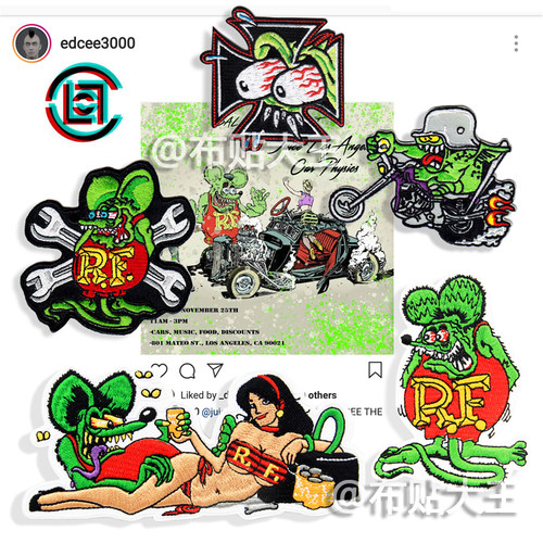 卡通老鼠芬克汽车改装刺绣