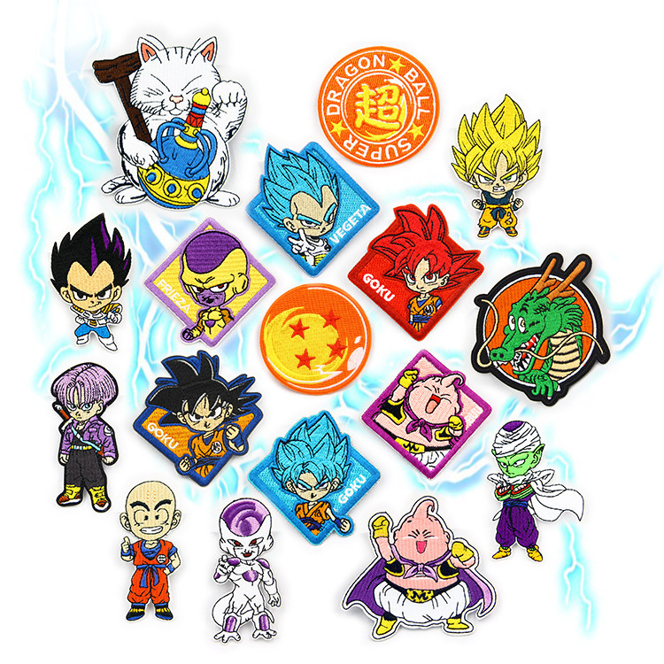 新款动漫经典七龙珠Z时尚刺绣布贴缝补臂章DIY鞋子配饰熨斗补丁贴