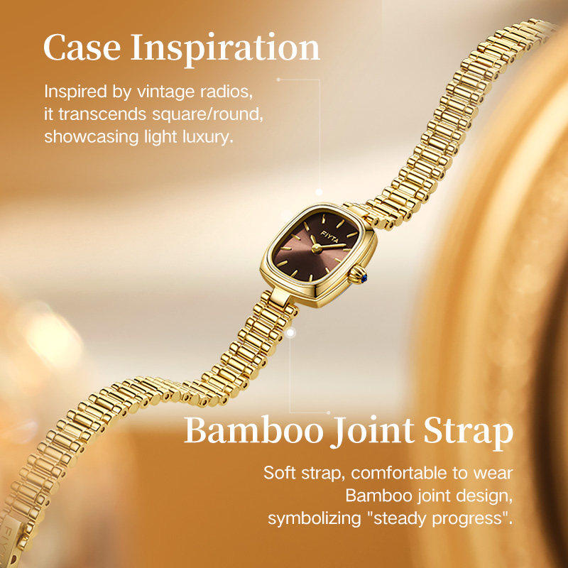 FIYTA Small Gold Watch - Women's Rectangular Case