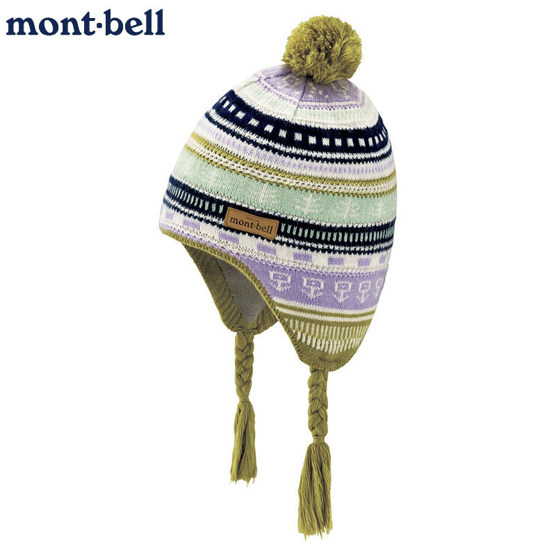 montbell儿童针织帽提花护耳保暖