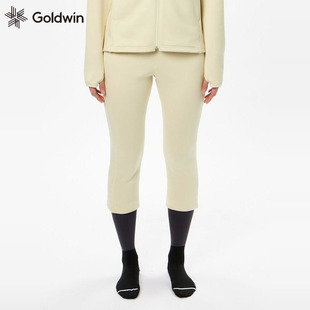 日本代购Goldwin新款女士抓绒裤弹力轻质保暖滑雪中间层运动3/4裤