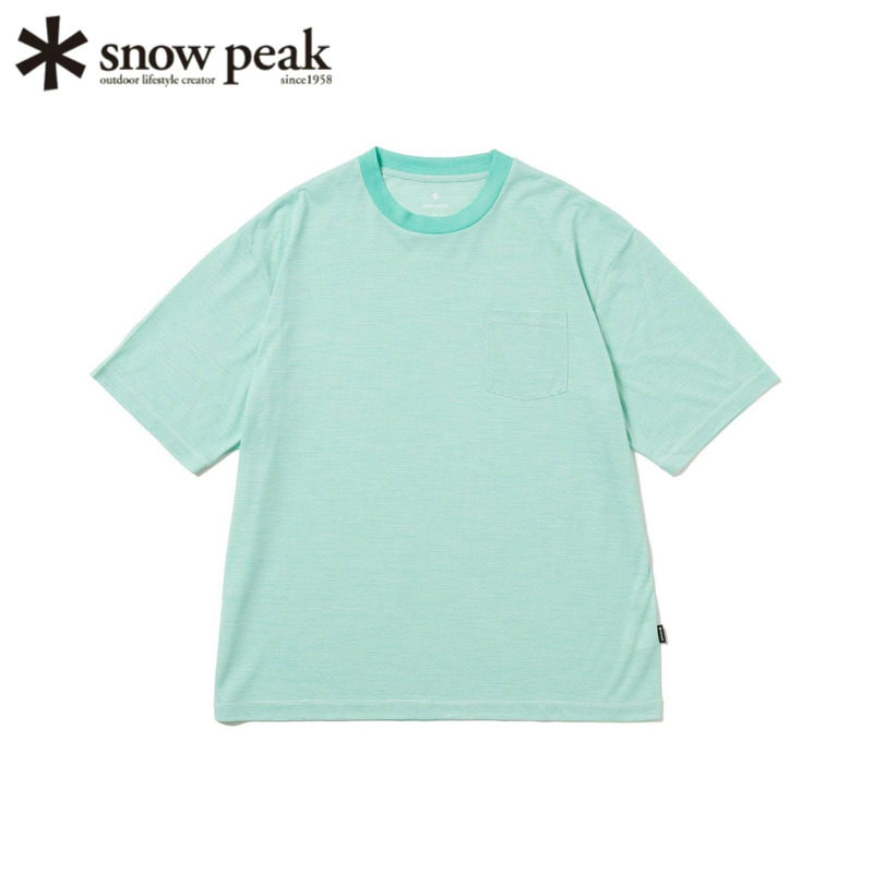 日本snowpeak雪峰羊毛条纹短袖T