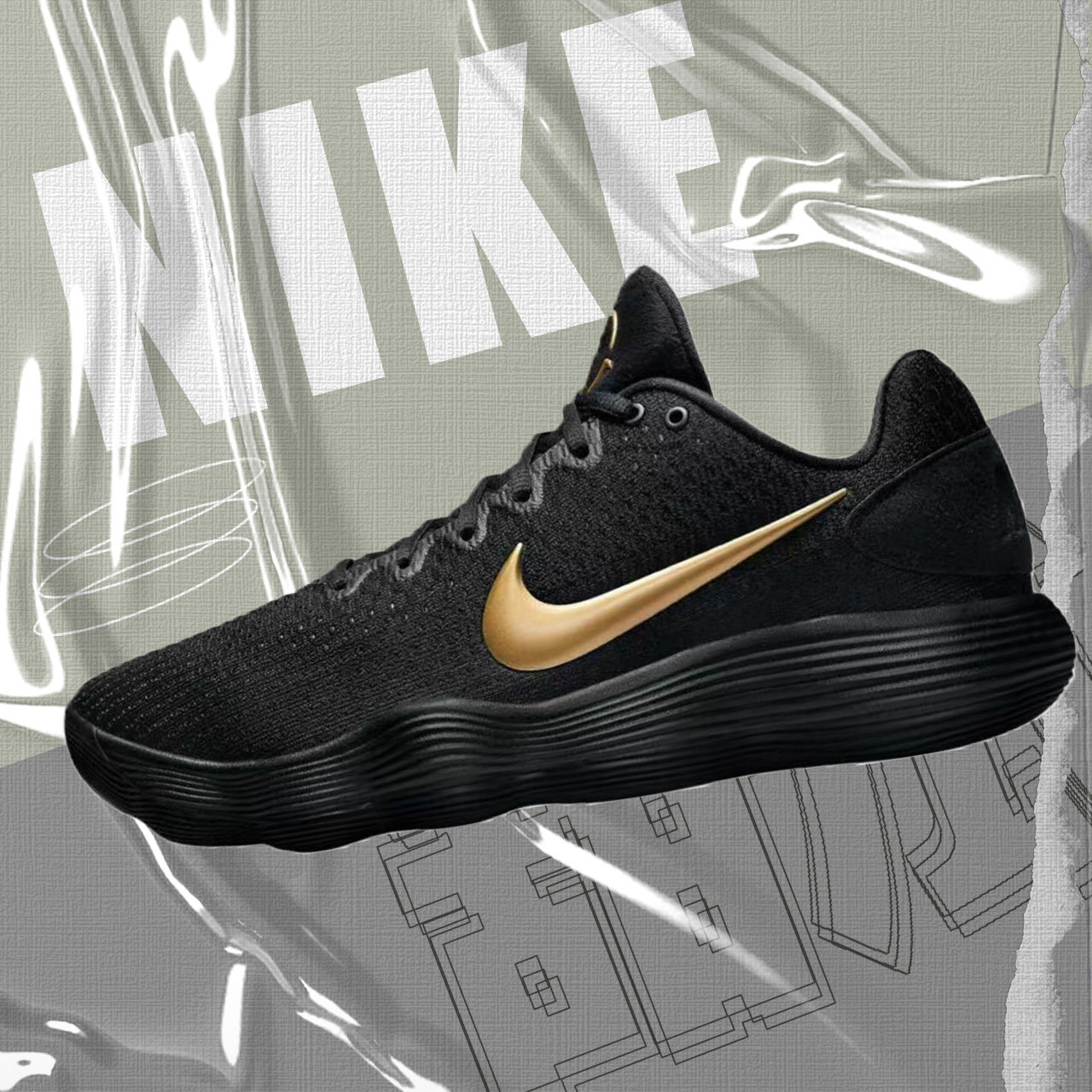 Nike Hyperdunk 2017 时尚舒适防滑耐磨低帮篮球鞋男女同款黑色