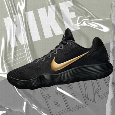 耐克黑金百搭舒适耐磨低帮篮球鞋