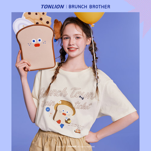【Brunch Brother联名】唐狮2026夏季女短袖T恤好看夏日上衣棉质