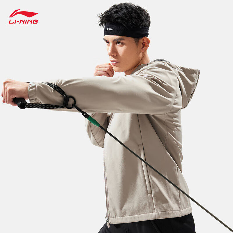 李宁风衣男加绒保暖防泼水运动服2025新款宽松外套AFDU529