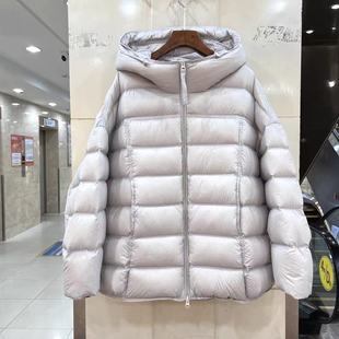 欧货简约排骨中长款连帽羽绒服女25冬季新款爆款泡芙休闲保暖外套