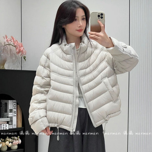 泡芙排骨立领羽绒服女短款2025秋冬新款白鸭绒休闲简约保暖外套潮